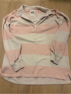 aerie Women’s Pink & Cream Striped Rugby Shirt